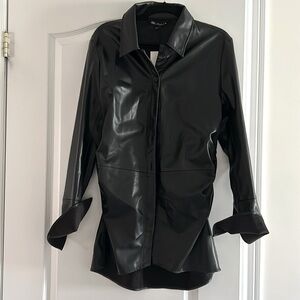 Faux leather long line short/jacket from Zara. XXL fits like L